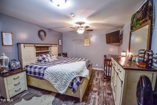 bedroom featuring dark hardwood / wood-style floors