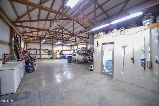 garage with fridge