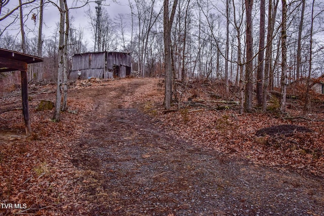 view of yard with an outbuilding