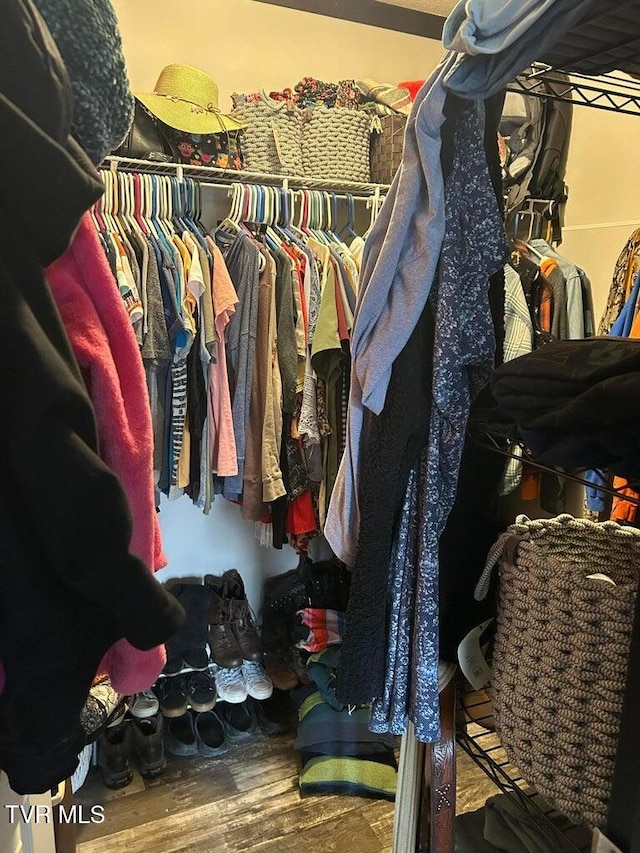 walk in closet featuring hardwood / wood-style floors