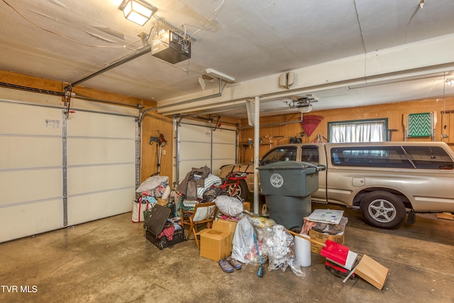 garage with a garage door opener