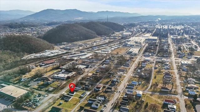 birds eye view of property with a mountain view