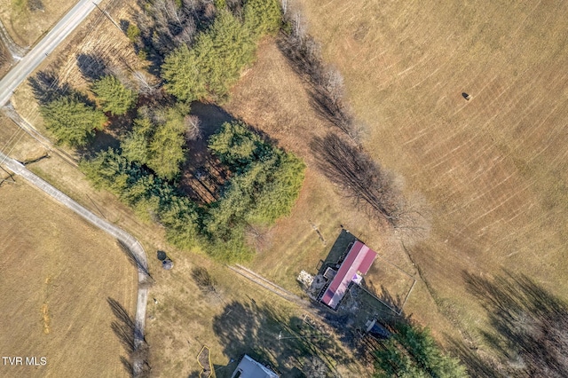 aerial view featuring a rural view