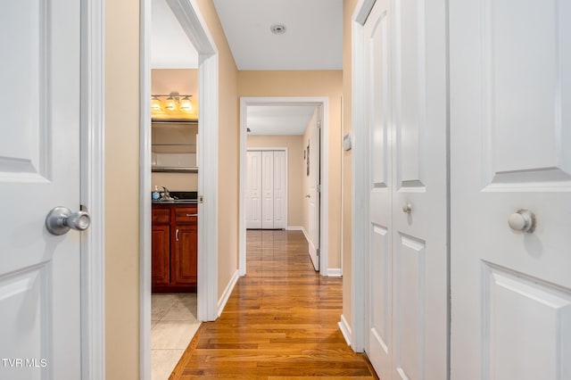 hallway featuring light hardwood / wood-style floors