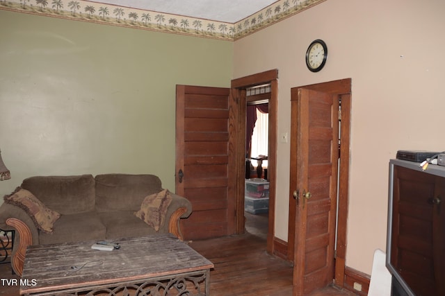 living room with hardwood / wood-style flooring