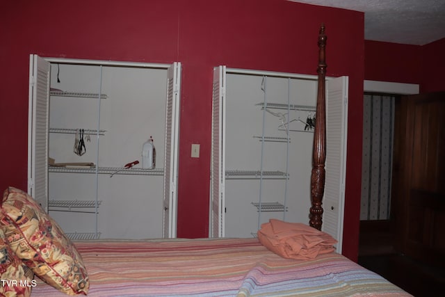 bedroom featuring multiple closets