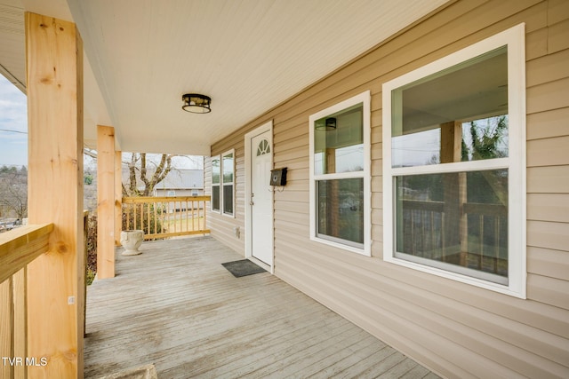 deck featuring covered porch