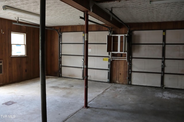 garage with wooden walls