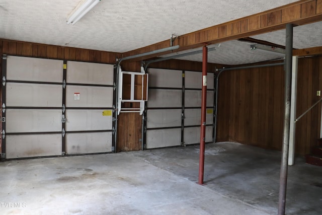 garage with wooden walls