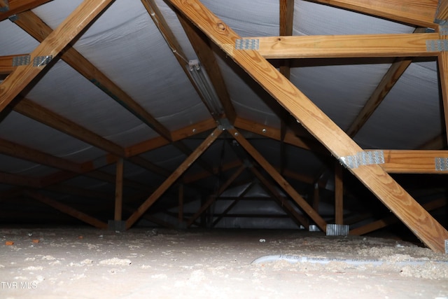 view of unfinished attic