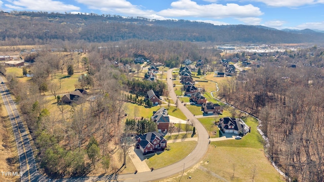 aerial view featuring a residential view and a mountain view