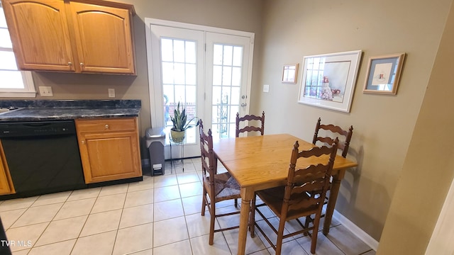 view of tiled dining space