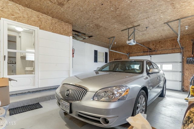 garage with a garage door opener