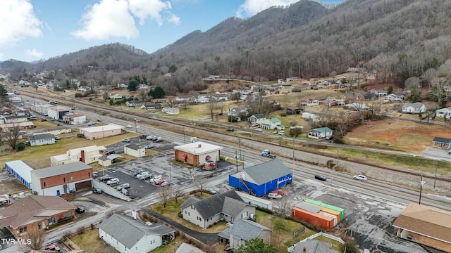 birds eye view of property featuring a mountain view