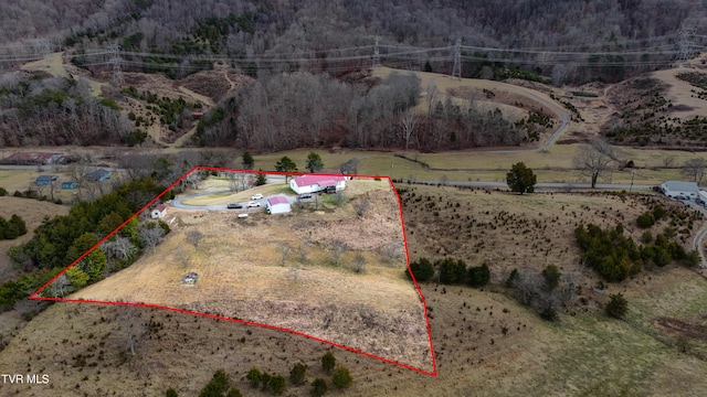 aerial view with a rural view