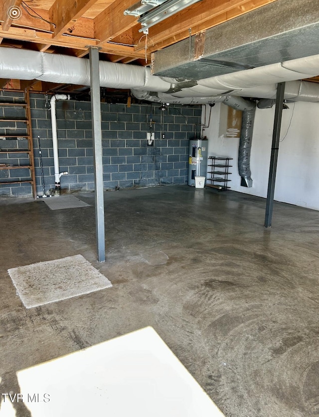 basement with water heater