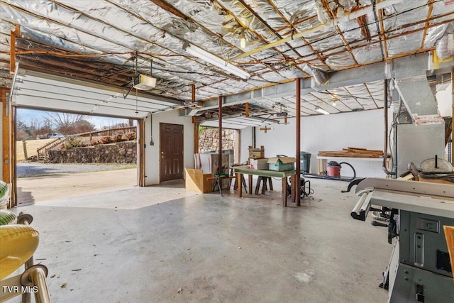 garage with a garage door opener