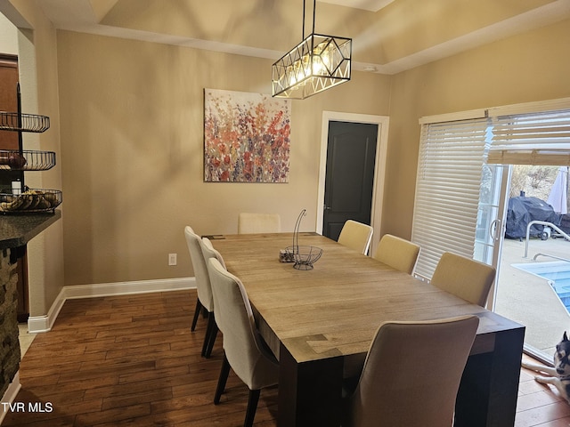 dining area with wood-type flooring