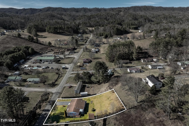 aerial view with a forest view