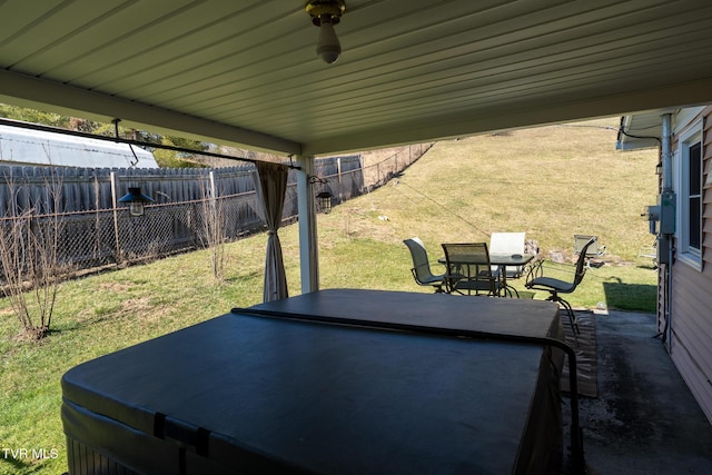 view of patio / terrace featuring outdoor dining space and fence