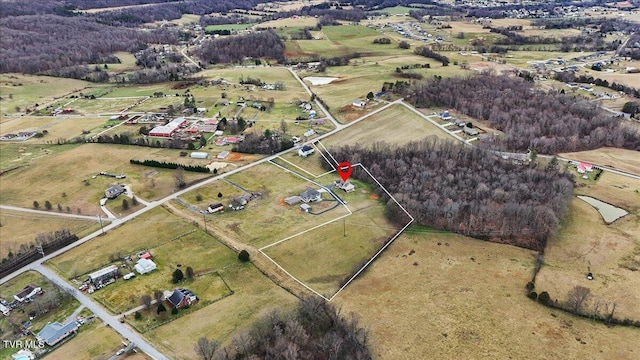 bird's eye view featuring a rural view