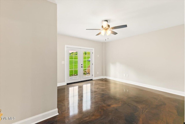 125 Forsyth Ln, Jonesborough, TN 37659 - spare room featuring ceiling fan, french doors, and baseboards
