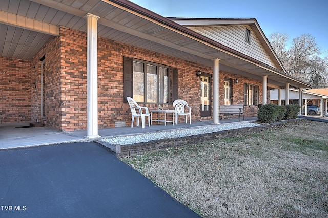 view of patio with a porch