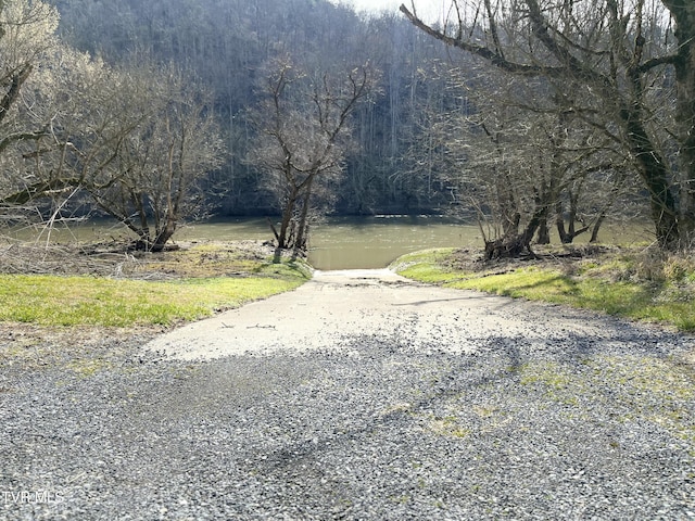 view of street featuring a water view