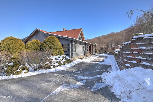 view of snow covered exterior