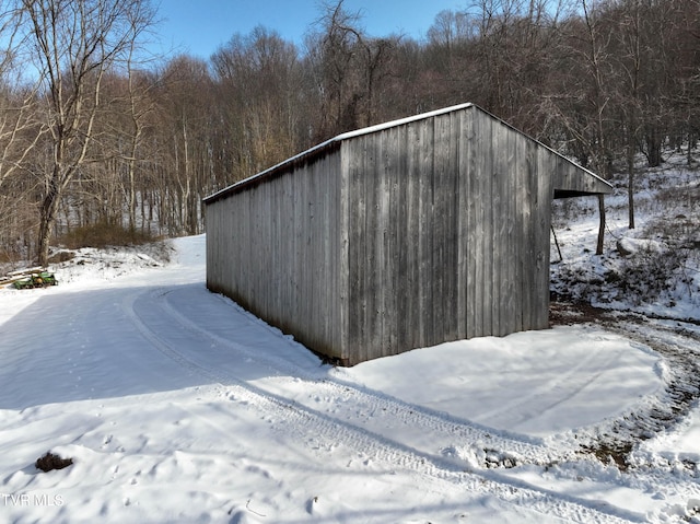 view of snow covered structure