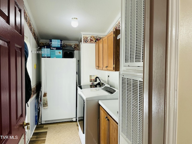 800 Buffalo Ridge Rd, Big Stone Gap, VA 24219 - laundry area with sink, cabinets, ornamental molding, washer hookup, and light hardwood / wood-style floors