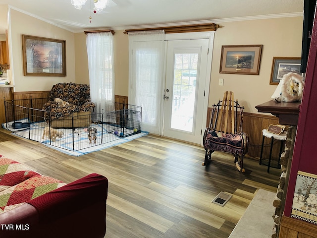 800 Buffalo Ridge Rd, Big Stone Gap, VA 24219 - interior space featuring hardwood / wood-style flooring, ornamental molding, and french doors