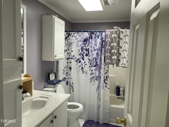 800 Buffalo Ridge Rd, Big Stone Gap, VA 24219 - full bathroom with ornamental molding, vanity, shower / tub combo, and toilet