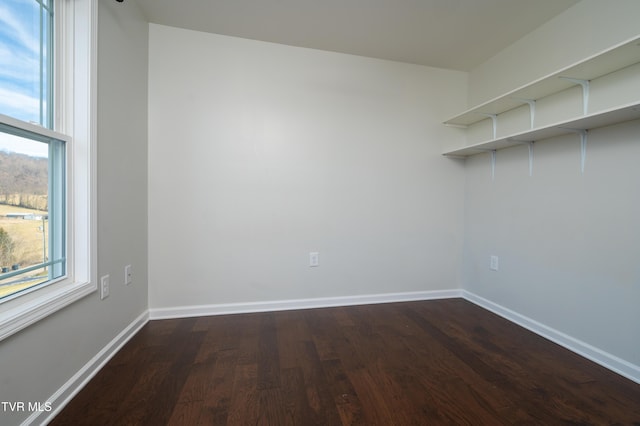 unfurnished room featuring dark wood-type flooring