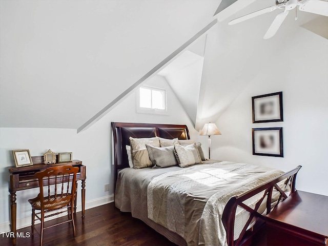 400 Bancroft Chapel Rd, Kingsport, TN 37660 - bedroom featuring vaulted ceiling, wood finished floors, ceiling fan, and baseboards