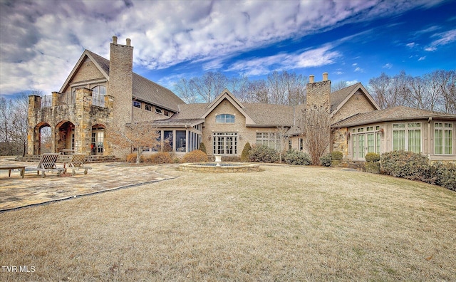 400 Bancroft Chapel Rd, Kingsport, TN 37660 - view of front of house featuring a chimney, a front lawn, and stone siding