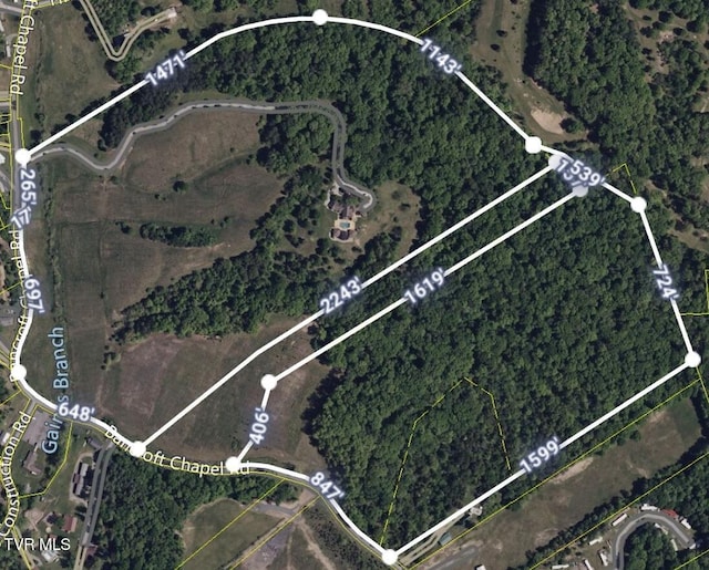 400 Bancroft Chapel Rd, Kingsport, TN 37660 - aerial view of property's location featuring property parcel outlined
