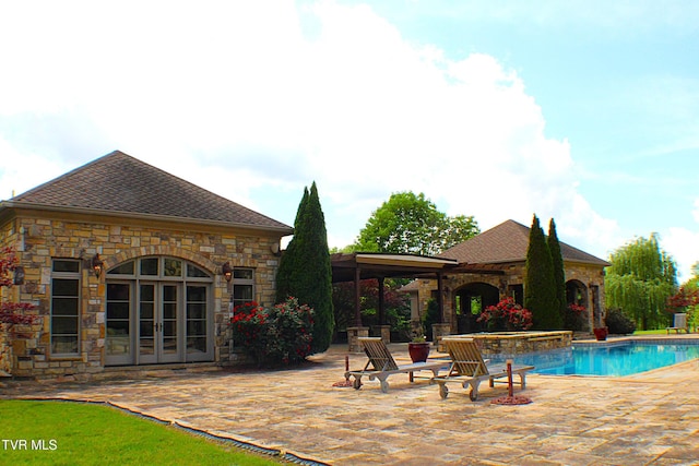 400 Bancroft Chapel Rd, Kingsport, TN 37660 - view of swimming pool with a patio area, french doors, and a pool with connected hot tub