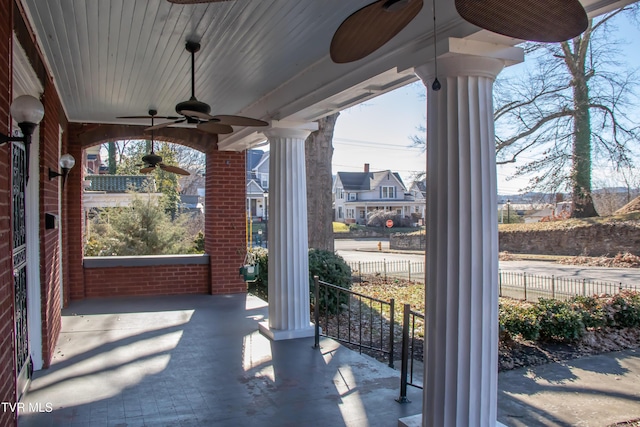 view of patio / terrace featuring ceiling fan