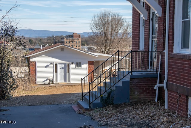 exterior space with a mountain view