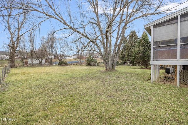 view of yard featuring central AC