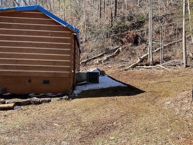 exterior space featuring central air condition unit