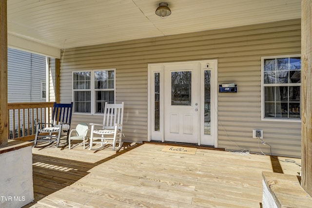 deck featuring a porch