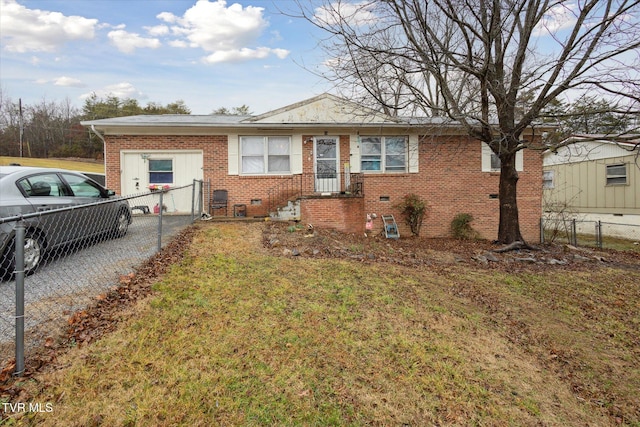 single story home with a front yard