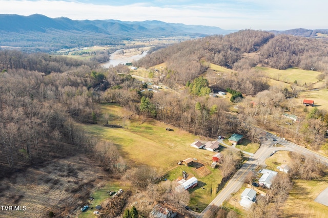 bird's eye view with a mountain view