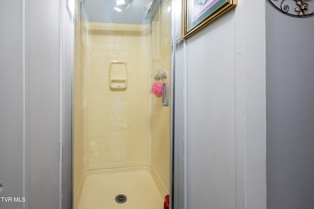 bathroom with tiled shower