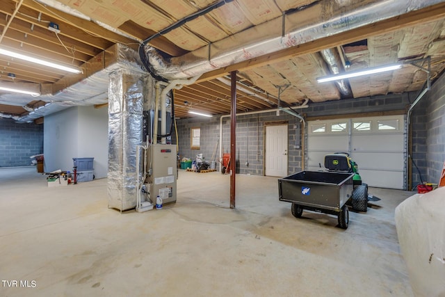 basement featuring heating unit