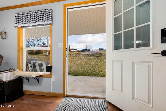 doorway to outside featuring hardwood / wood-style floors