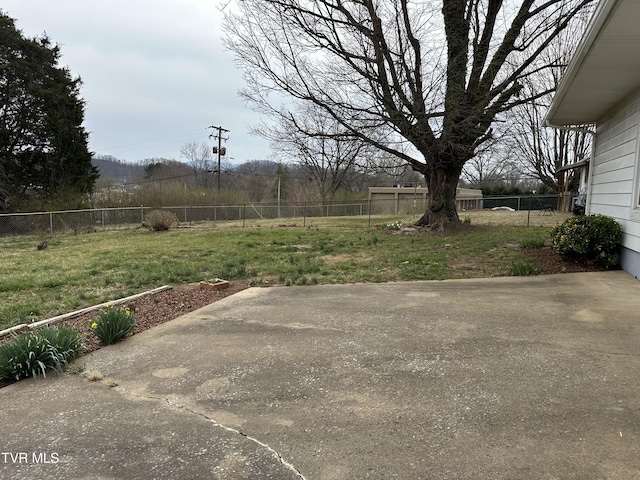 view of yard featuring a patio and a fenced backyard