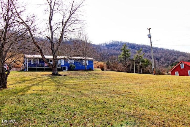 view of yard featuring a mountain view